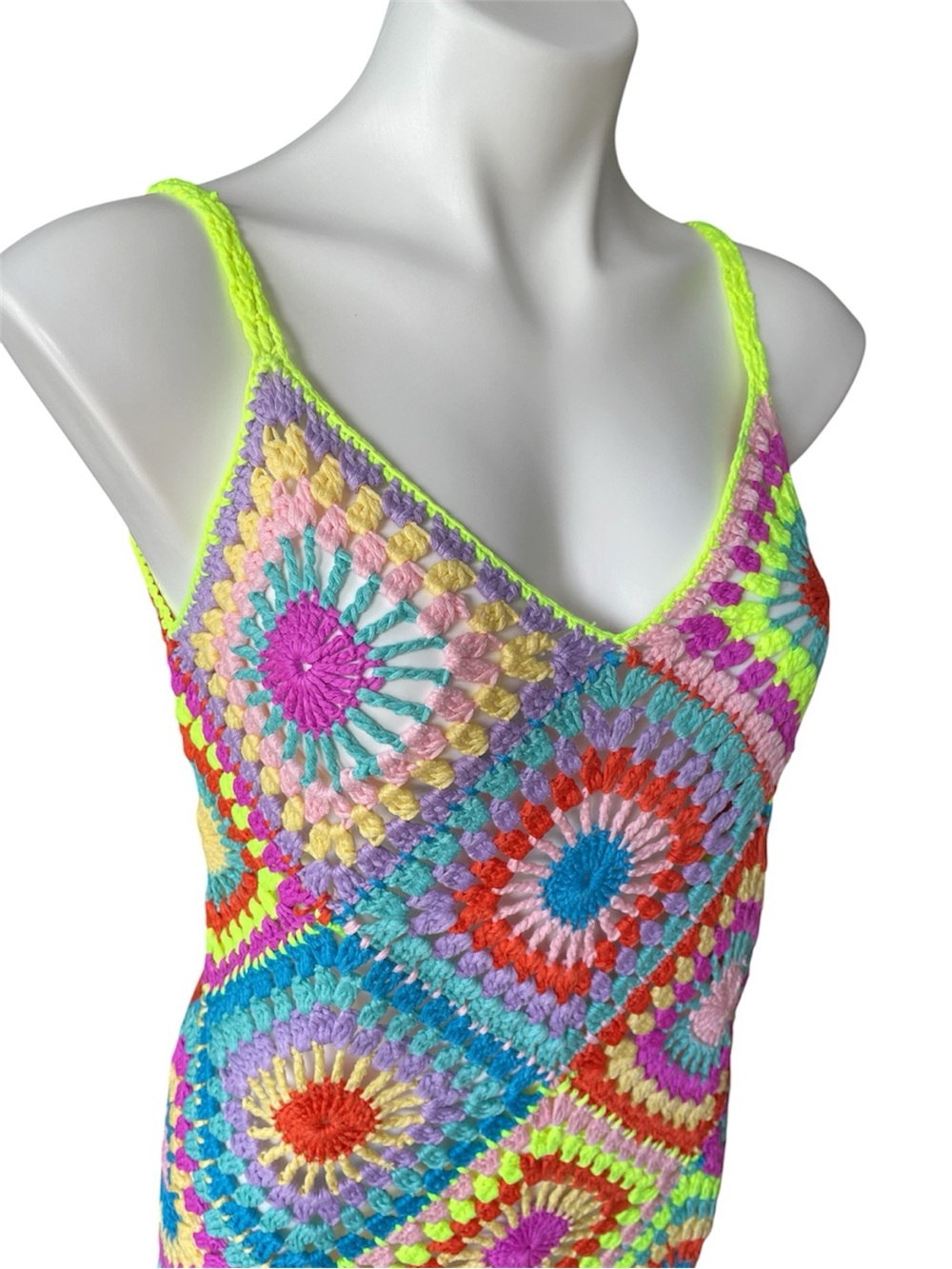 Multicolor Crochet Swim Coverup Dress - Picture 3 of 12
